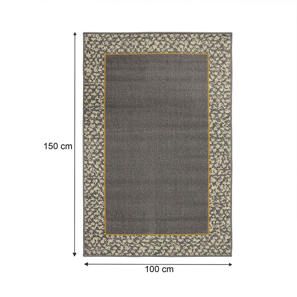 Alfombra Oregon Gris Oscuro y Amarillo 150x100cm Rectangular Suave para Dormitorio de Rectangulos