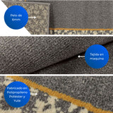 Alfombra Oregon Gris Oscuro y Amarillo 200x150cm Rectangular Suave para Dormitorio de Rectangulos