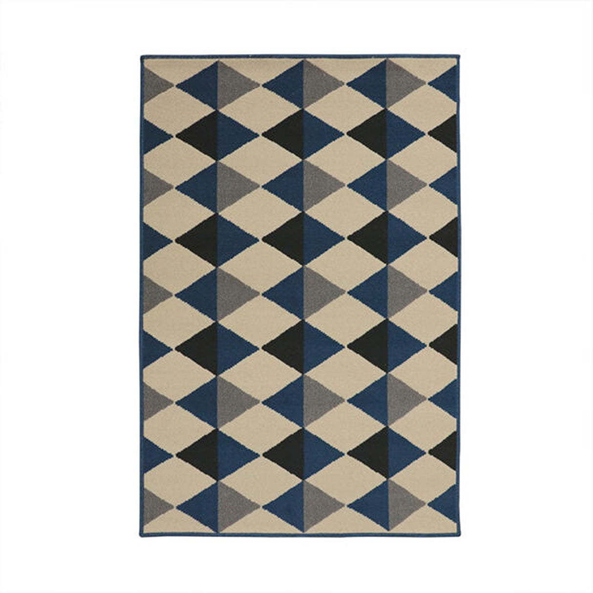 Alfombra Oregon Azul y Negro 150x100cm Rectangular Suave para Banho de Rombos