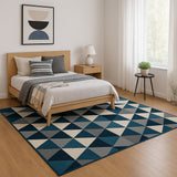 Alfombra Oregon Azul y Negro 250x200cm Rectangular Suave para Dormitorio de Rombos