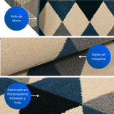 Alfombra Oregon Azul y Negro 250x200cm Rectangular Suave para Dormitorio de Rombos
