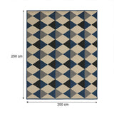 Alfombra Oregon Azul y Negro 250x200cm Rectangular Suave para Dormitorio de Rombos