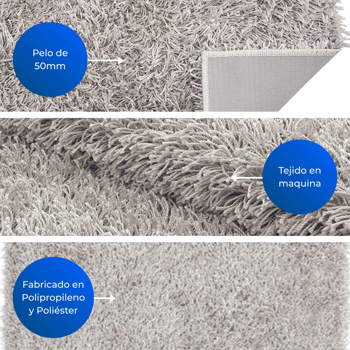 Alfombra Hawaii Gris 150x100cm Rectangular Suave para Dormitorio Fondo Entero