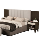Cabecero Ajustable Elena Café y Blanco 257x130cm Para Cama Doble