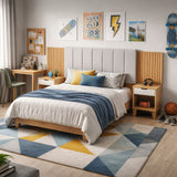 Cabecero Ajustable Elena Almendra y Blanco 257x130cm Para Cama Doble