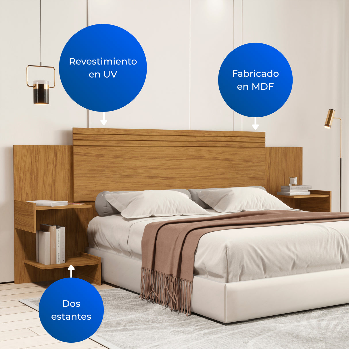 Cabecero Ajustable Aurora Almendra 230x107cm Para Cama Doble