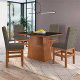 Comedor Toledo Almendra 120x78cm Cuadrado de Cuatro Puestos con Cuatro Sillas