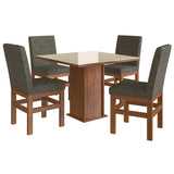 Comedor Fabre Almendra 90x78cm Cuadrado de Cuatro Puestos con Cuatro Sillas