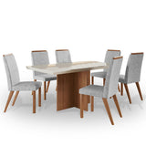 Comedor Aurora Café y Gris 160x78cm Cuadrado de de Seis Puestos con Seis Sillas