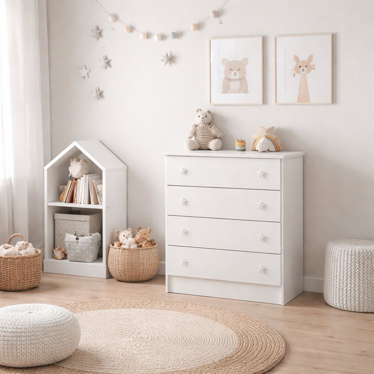 Cómoda Serena Blanco 64x79cm de Cuatro Hileras con Cuatro Cajones