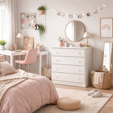 Cómoda Serena Blanco 64x79cm de Cuatro Hileras con Cuatro Cajones