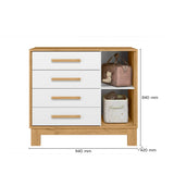 Cómoda Slim Almendra y Blanco 94x84cm de Cuatro Hileras con Cuatro Cajones