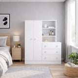 Cómoda con Closet Madrid Blanco 120.6x141.8cm de Tres Hileras con Tres Cajones