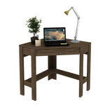 Escritorio Esquinero Dallas Nogal 76.5x74.5cm con Un Cajón y con Organizador de Libros