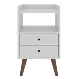 Mesa de noche Laos Blanco 38x63.5cm con Dos Cajones Un Compartimiento y con Patas