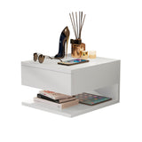 Mesa de noche Flotante Roma Blanco 30x20cm con Un Cajón y con Un Compartimiento