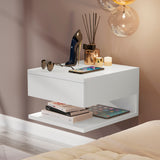 Mesa de noche Flotante Roma Blanco 30x20cm con Un Cajón y con Un Compartimiento