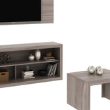 Combo Panel de TV Living Gris 136x60cm para TV Hasta 42" Pulgadas con Tres Compartimientos