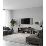 Combo Panel de TV Living Gris 136x60cm para TV Hasta 42" Pulgadas con Tres Compartimientos