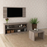 Combo Panel de TV Living Gris 136x60cm para TV Hasta 42" Pulgadas con Tres Compartimientos