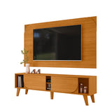 Combo Mueble y Panel de TV Juna Canela 182x98.5cm para TV Hasta 65" Pulgadas con Dos Compartimientos y con Dos Cajones