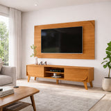 Combo Mueble y Panel de TV Juna Canela 182x98.5cm para TV Hasta 65" Pulgadas con Dos Compartimientos y con Dos Cajones