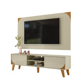 Combo Mueble y Panel de TV Juna Almendra y Blanco 182x98.5cm para TV Hasta 65" Pulgadas con Dos Compartimientos y con Dos Cajones