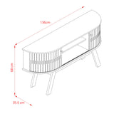 Mesa para TV Atlas Canela y Blanco 136x68cm para TV Hasta 55" Pulgadas con Dos Compartimientos y con Dos Cajones
