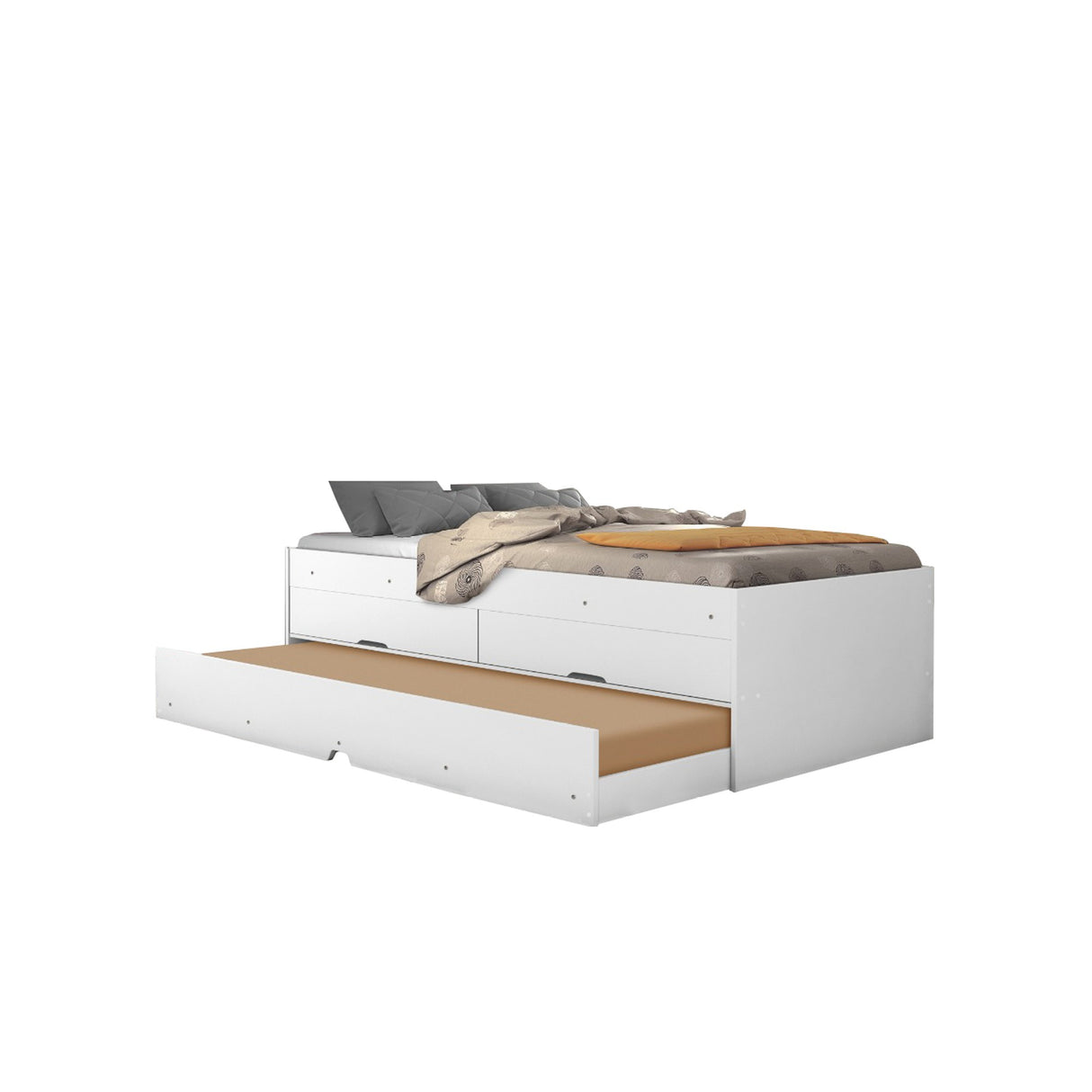 Cama Mar Blanco 95x60cm para Colchon Sencillo 90 X 190 Cm con Cabecero y con Almacenamiento