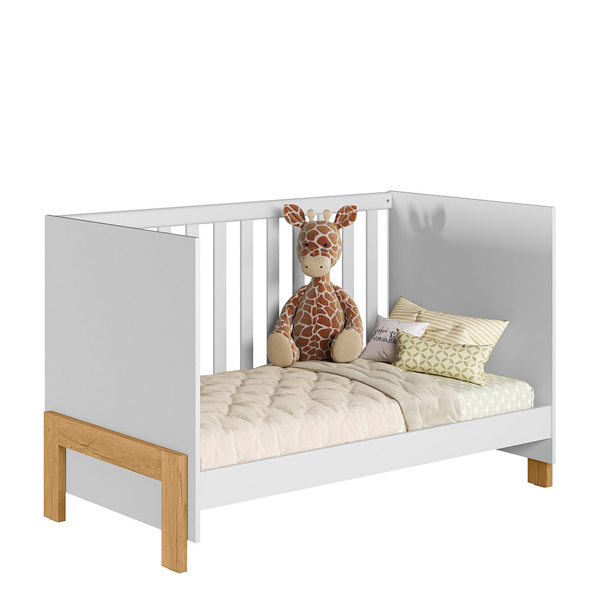 Cuna Fantasia Blanco y Almendra 74x85.5cm para Colchon Infantil 70 X 130 Cm