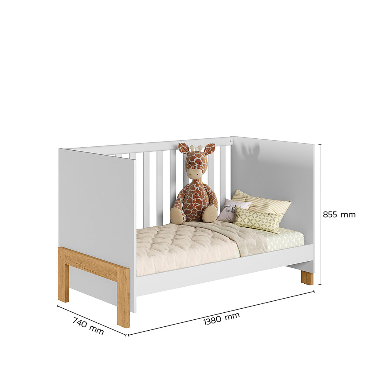 Cuna Fantasia Blanco y Almendra 74x85.5cm para Colchon Infantil 70 X 130 Cm