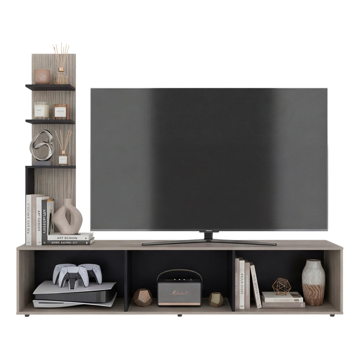 Centro de Entretenimiento Canarias Plus Positano y Wengue 190x161cm para TV Hasta 65" Pulgadas con Tres Compartimientos