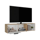 Rack de TV Dorne Fresno Europeo y Blanco 162x41.1cm para TV Hasta 65" Pulgadas con Tres Compartimientos