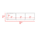 Rack de TV Dorne Fresno Europeo y Blanco 162x41.1cm para TV Hasta 65" Pulgadas con Tres Compartimientos