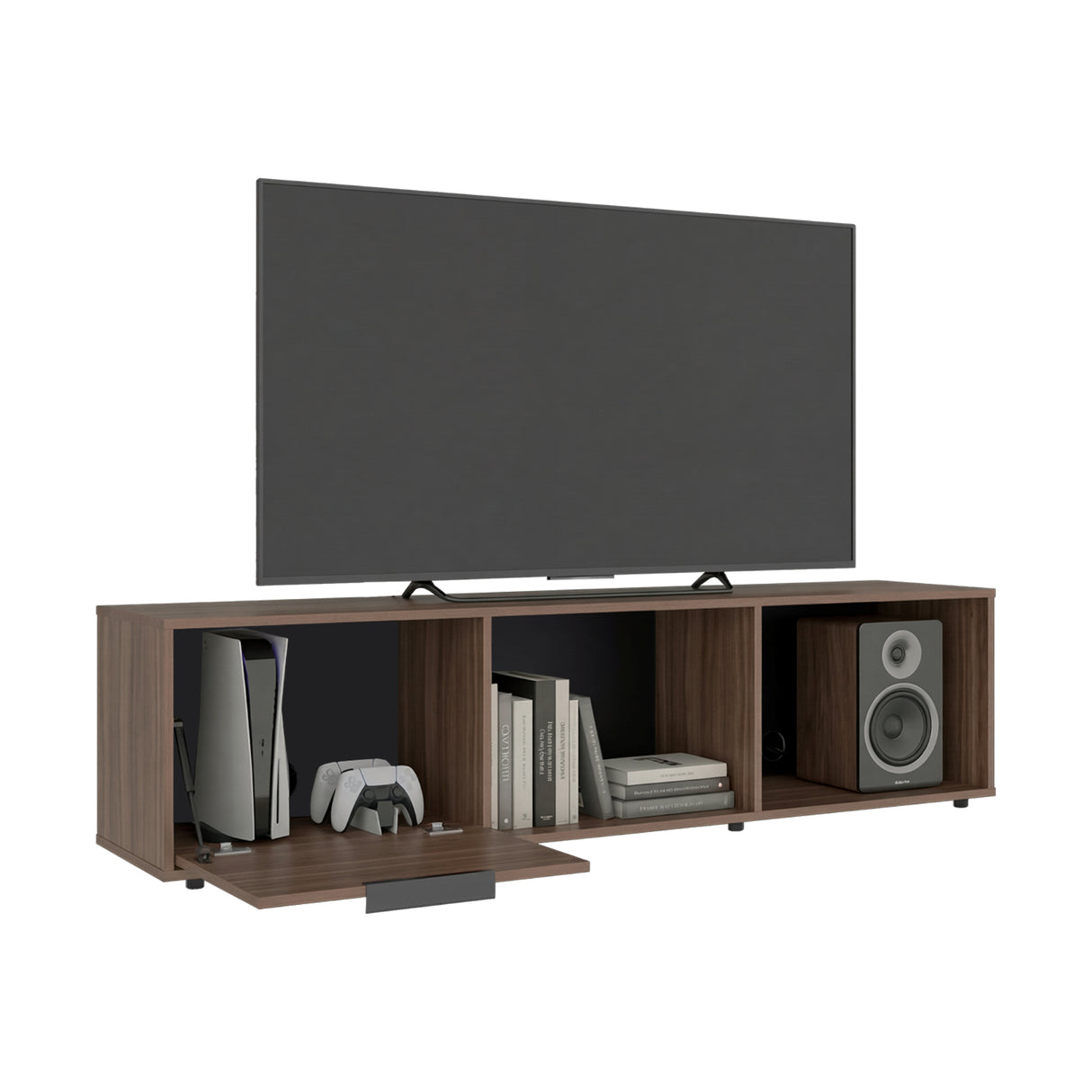 Rack de TV Dorne Avellana 162x41.1cm para TV Hasta 65" Pulgadas con Tres Compartimientos