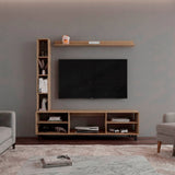 Centro de Entretenimiento Scio Fresno Europeo 170x169.1cm para TV Hasta 65" Pulgadas con Nueve Compartimientos