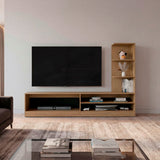 Centro de Entretenimiento Delmar Fresno Europeo 200x134cm para TV Hasta 65" Pulgadas con Tres Compartimientos