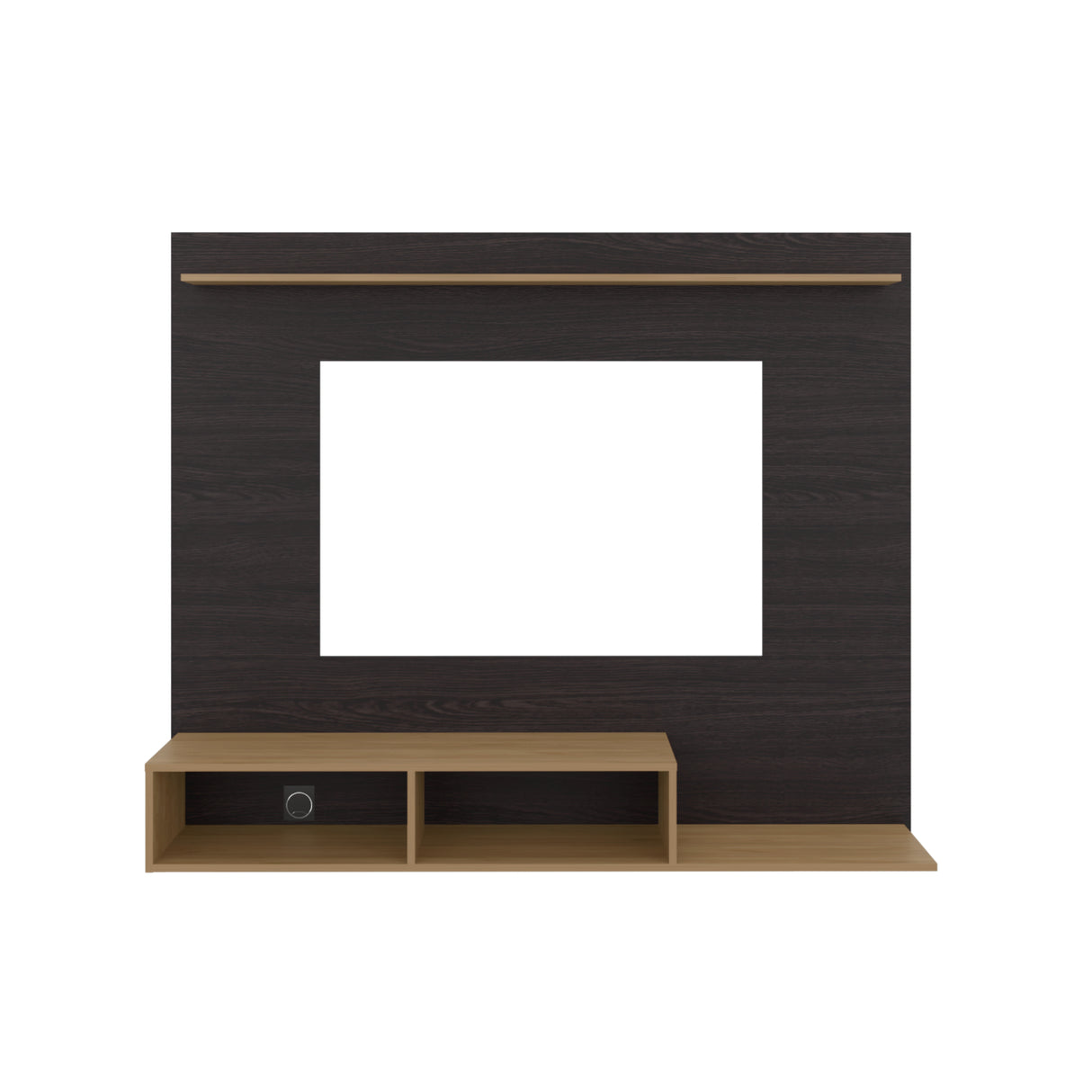 Panel de TV Munt Wengue y Fresno Europeo 160x130cm para TV Hasta 70" Pulgadas con Dos Compartimientos