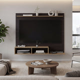 Panel de TV Munt Wengue y Fresno Europeo 160x130cm para TV Hasta 70" Pulgadas con Dos Compartimientos