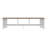Rack de TV Belga Blanco y Fresno Europeo 160x41.8cm para TV Hasta 65" Pulgadas con Tres Compartimientos