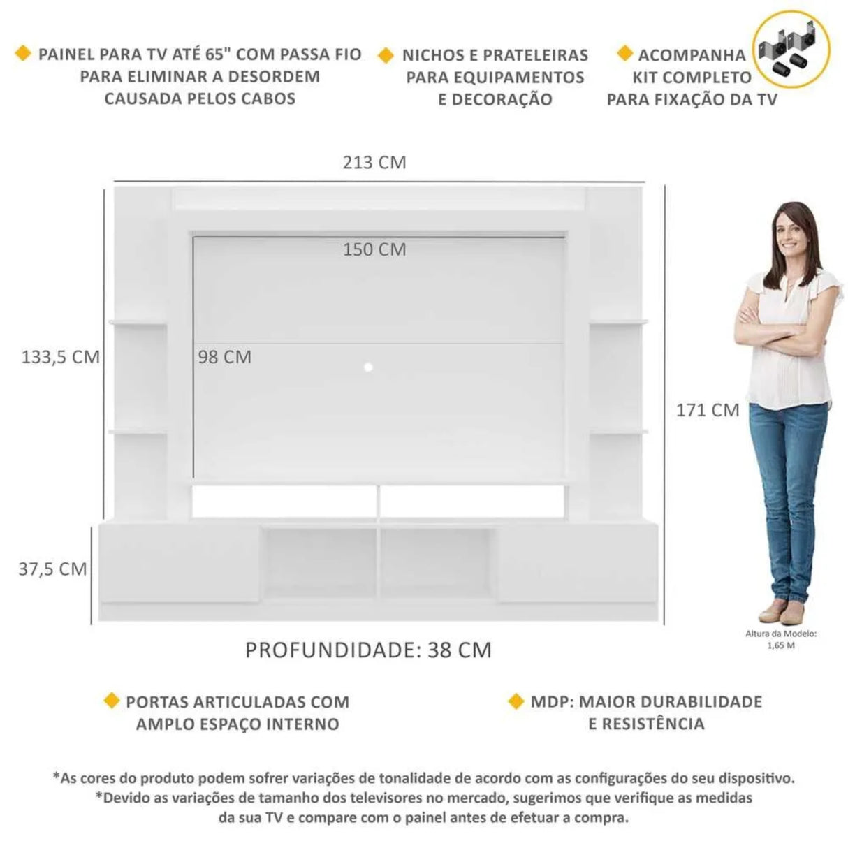 Centro de Entretenimiento Berlin Castaño 213x171cm para TV Hasta 60" Pulgadas con Cuatro Compartimientos