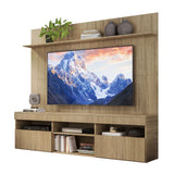 Rack con Panel Madrid Castaño 175x164cm para TV Hasta 55" Pulgadas con Cinco Compartimientos