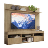 Rack con Panel Madrid Castaño 175x164cm para TV Hasta 55" Pulgadas con Cinco Compartimientos