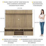 Rack con Panel Madrid Castaño 175x164cm para TV Hasta 55" Pulgadas con Cinco Compartimientos