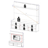 Rack con Panel Madrid Castaño 175x164cm para TV Hasta 55" Pulgadas con Cinco Compartimientos