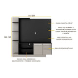 Centro de Entretenimiento Colon Negro 165x164cm para TV Hasta 50" Pulgadas con Tres Compartimientos