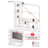 Centro de Entretenimiento Colon Negro 165x164cm para TV Hasta 50" Pulgadas con Tres Compartimientos