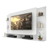 Panel de TV Braga Blanco 191x108cm para TV Hasta 55" Pulgadas con Dos Compartimientos