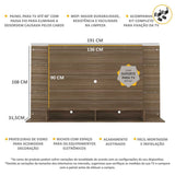 Panel de TV Braga Castaño 191x108cm para TV Hasta 55" Pulgadas con Dos Compartimientos