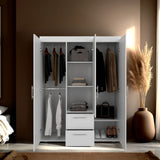 Closet Baru Blanco 135x180cm con Tres Puertas y con Dos Cajones